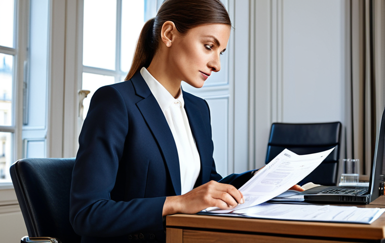 **

"A professional female accountant in a modern, well-lit Parisian office, fully clothed in a stylish business suit, reviewing financial documents at her desk, appropriate attire, safe for work, perfect anatomy, natural proportions, professional photography, family-friendly, high quality, no exposed skin."

**