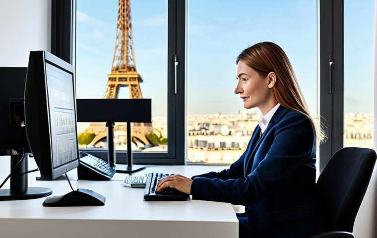 The Digital Tax Expert**

"A professional tax advisor in a modern, bright Paris office, working on a computer with tax software displayed. She is wearing a stylish, modest business suit. The background shows the Eiffel Tower subtly through the window. Fully clothed, appropriate attire, safe for work, perfect anatomy, natural proportions, professional, family-friendly."

**