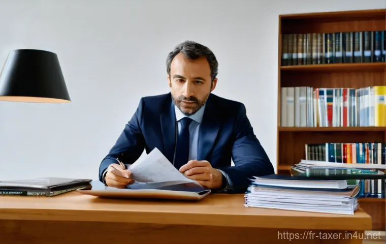 세무사와 세법 교육 프로그램 - **Prompt for "Decoding Fiscal News"**:
    A medium shot of a focused French individual, approximate...