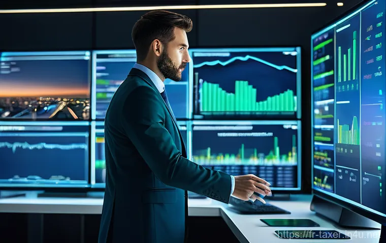 세무사 직업 만족도 - A French male accountant, mid-30s, professionally dressed in a crisp shirt and blazer, stands in a s...