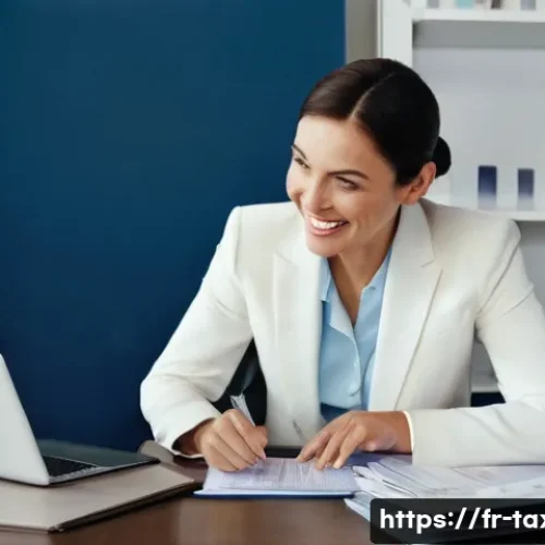 세무사와 세무대리인 업무 - **The Organized Expert-Comptable:**
    "A professional and reassuring expert-comptable (accountant)...