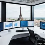 세무사와 세무회계의 융합 - A modern French small business office environment with a diverse team of professionals collaborating...