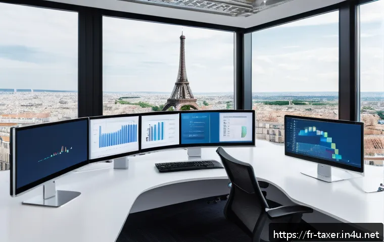 세무사와 세무회계의 융합 - A modern French small business office environment with a diverse team of professionals collaborating...